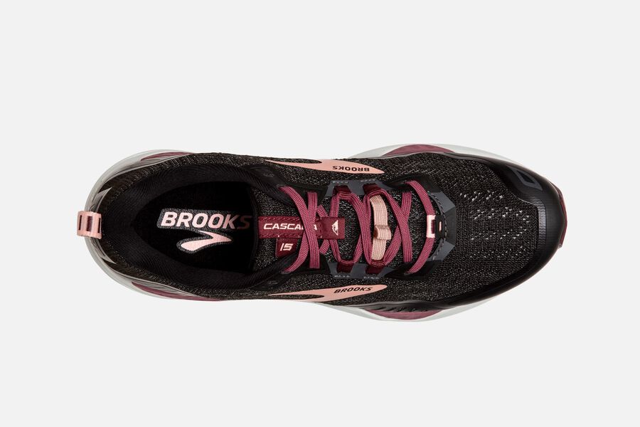 Brooks Running Shoes - Cascadia 15 Trail Womens - Black/Pink - ERY-628340